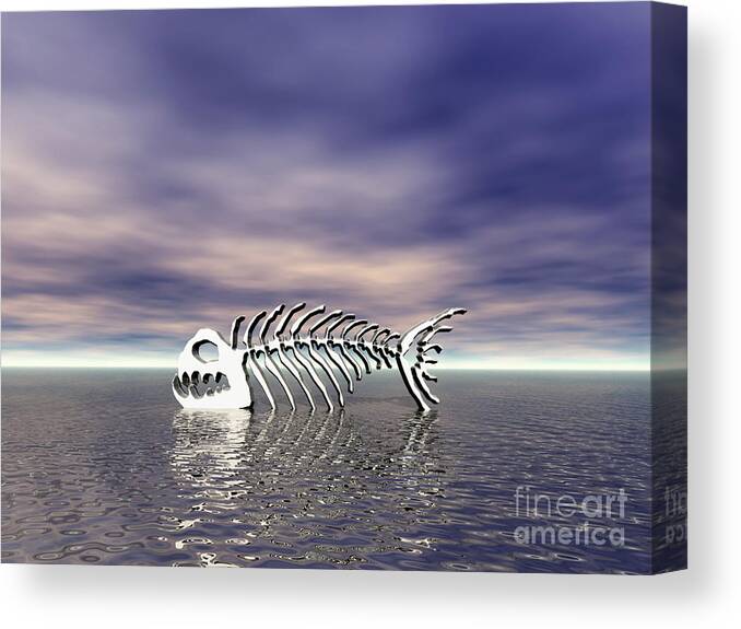 Fish Canvas Print featuring the digital art Fish Bones by Phil Perkins