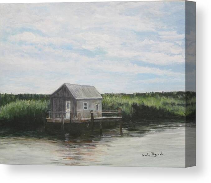 Painting Canvas Print featuring the painting Fishing Shack by Paula Pagliughi
