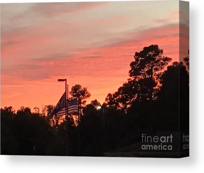 Sunset Canvas Print featuring the photograph Flag Sunset by Catherine Wilson
