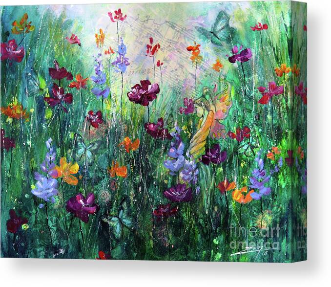 Fairy Canvas Print featuring the mixed media Floral Fantasy by Zan Savage
