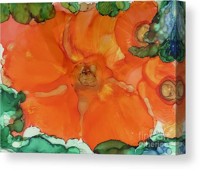 Flower Canvas Print featuring the painting Flower burst by ShelleyK Myers