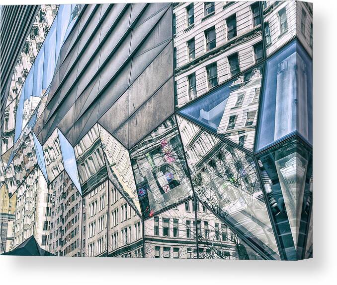 New School For Social Research Canvas Print featuring the photograph Fractured Urban Scene by Cate Franklyn