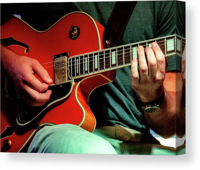 Guitar Canvas Print featuring the photograph Frenchman Street, New Orleans by Leslie Struxness