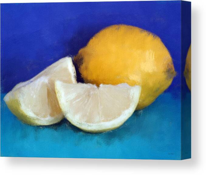 Fruit Canvas Print featuring the painting Fresh Lemons- Colorful Art by Linda Woods by Linda Woods