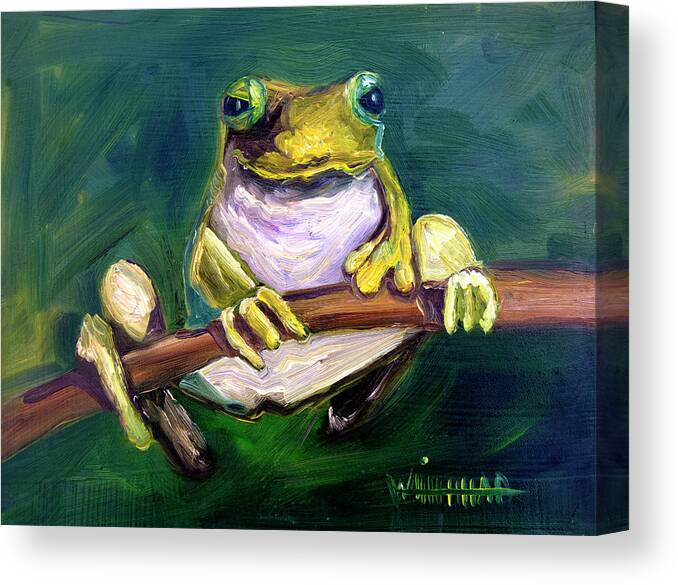 Frog Canvas Print featuring the painting Frog Love by Diane Whitehead