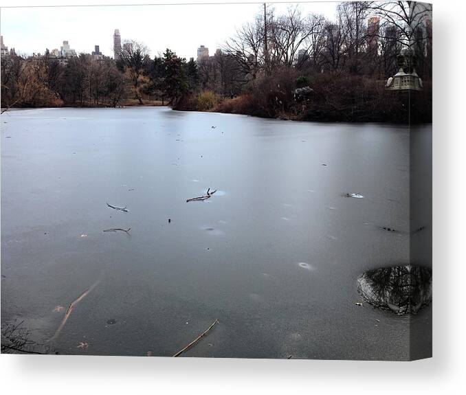  Canvas Print featuring the photograph Frozen Lake by Judy Frisk