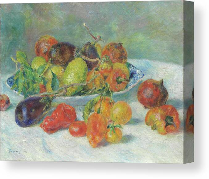 Pierre-auguste Renoir Canvas Print featuring the painting Fruits of the Midi. Pierre-Auguste Renoir, French, 1841-1919. by Pierre Auguste Renoir -1841-1919-