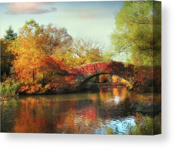 Gapstow Bridge Canvas Print featuring the photograph Gapstow Bridge in Autumn II by Jessica Jenney