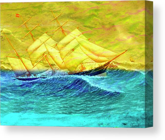 Ship Canvas Print featuring the mixed media Ghost Ship by Lorena Cassady