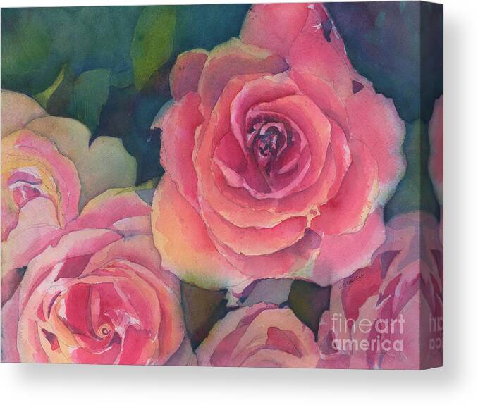 Flower Canvas Print featuring the painting Giant Showy Rose by Lois Blasberg
