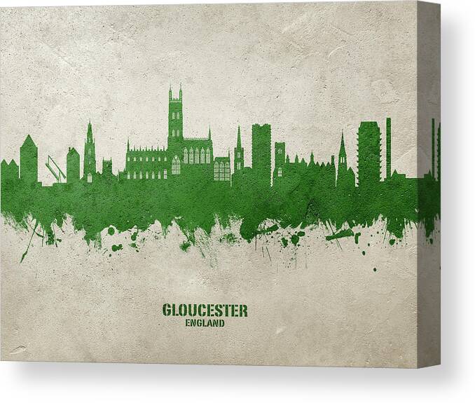 Gloucester Canvas Print featuring the digital art Gloucester England Skyline #84 by Michael Tompsett