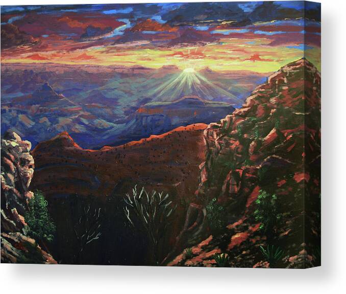 Grand Canyon Canvas Print featuring the painting Grand Canyon Sunrise by Chance Kafka