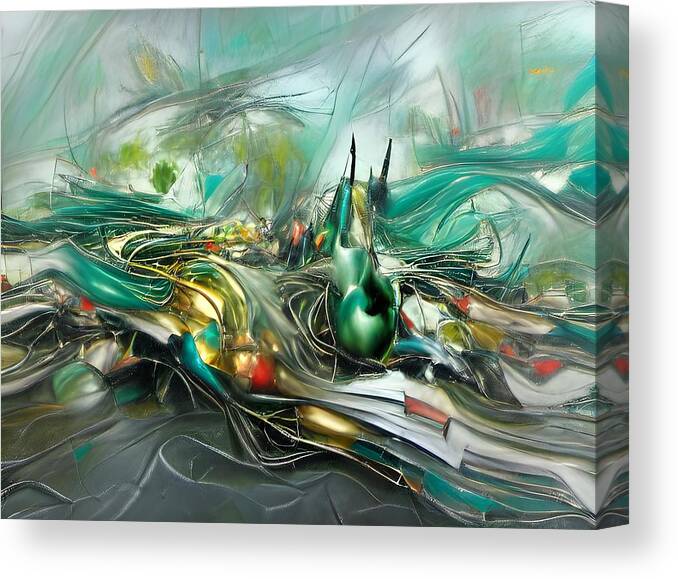 Digital Canvas Print featuring the digital art Green Abstract by Beverly Read