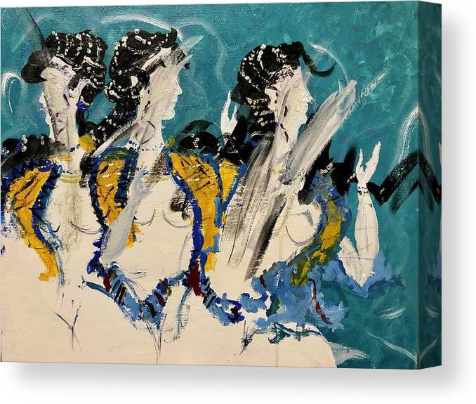 Minos Canvas Print featuring the painting Gyneknossos by Bethany Beeler