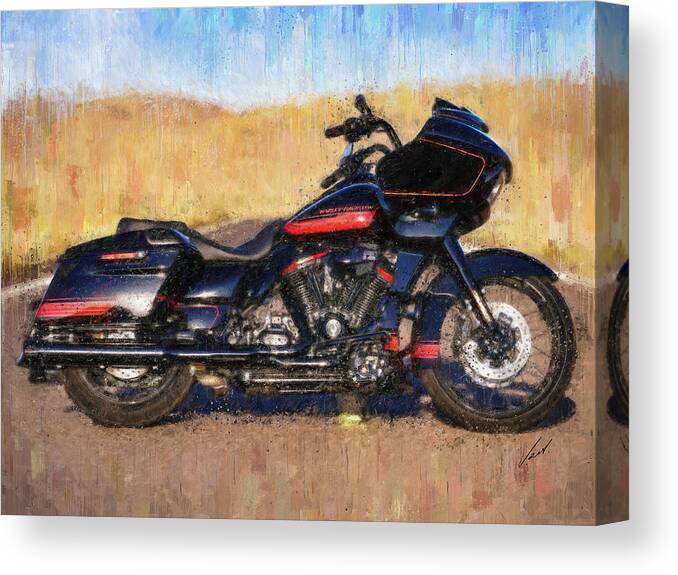 Motorcycle Canvas Print featuring the painting Harley-Davidson CVO Road Glide Motorcycle by Vart by Vart