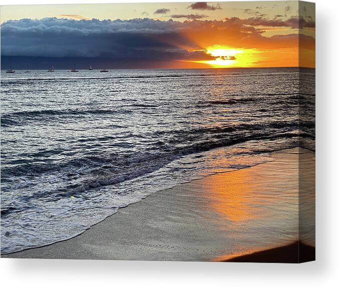 Sunset Canvas Print featuring the photograph Hawaii Sunset by Shane Kelly