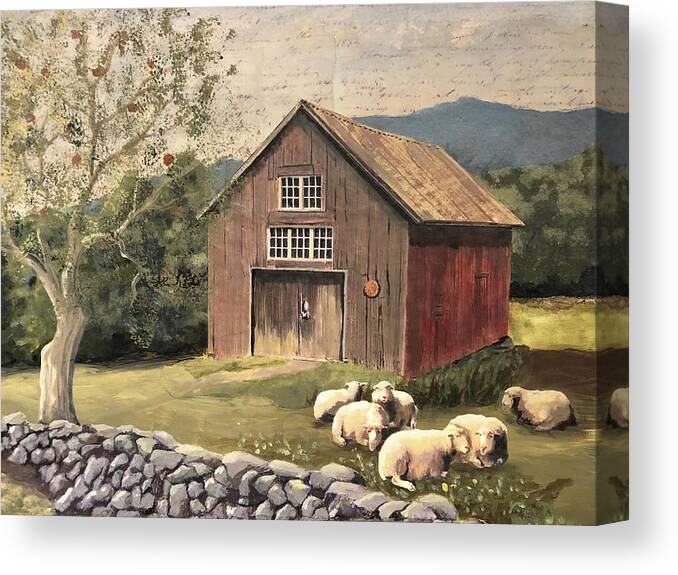 Barn Canvas Print featuring the mixed media Henry Gould Road Barn 2 by Lisa Curry Mair
