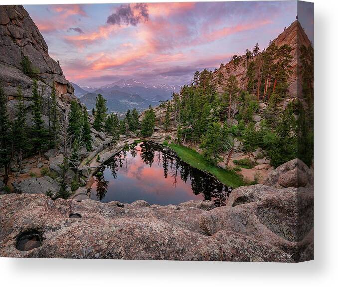 Longs Peak Canvas Print featuring the photograph Hidden Gem Sunrise by Aaron Spong