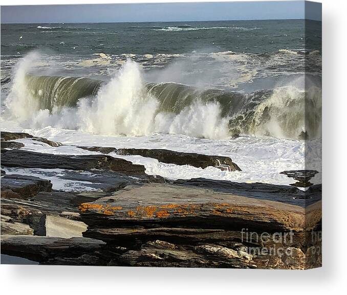 Winter Canvas Print featuring the photograph High Surf Cape Elizabeth by Jeanette French