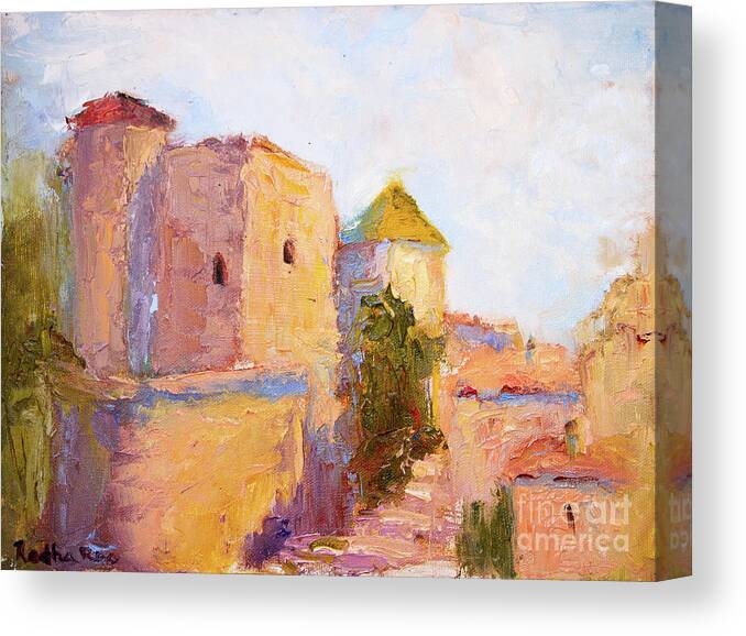Aurel Canvas Print featuring the painting Hilltop Village by Radha Rao