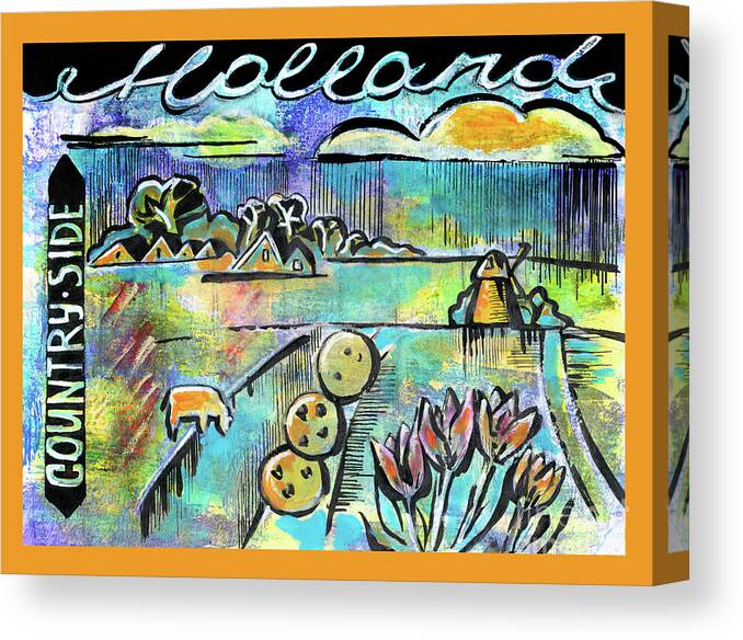 Netherlands Canvas Print featuring the mixed media Holland spring lanscape by Ariadna De Raadt