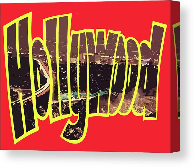 Hollywood Canvas Print featuring the digital art Hollywood Letters by Long Shot