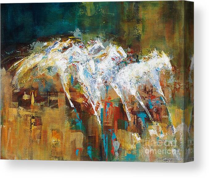 Abstract Canvas Print featuring the painting Horses West of Boulder by Frances Marino
