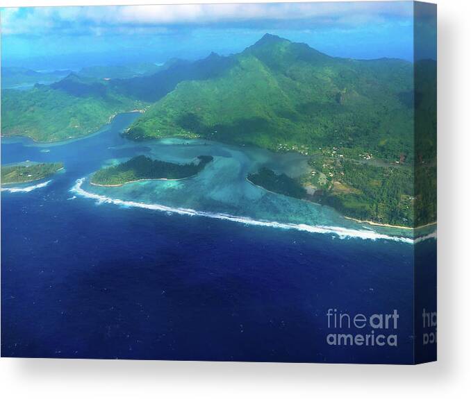 Huahine Canvas Print featuring the photograph Huahine From The Air by Diane Macdonald