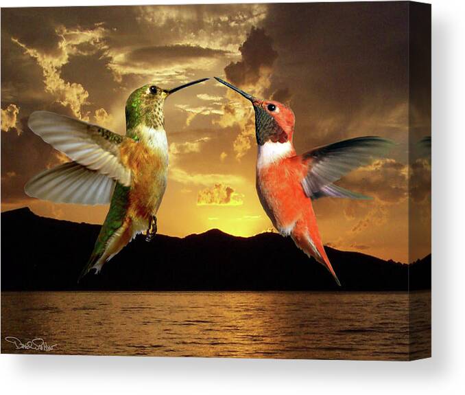 Digital Art Puzzle Canvas Print featuring the photograph Hummers Over Havasu by David Salter