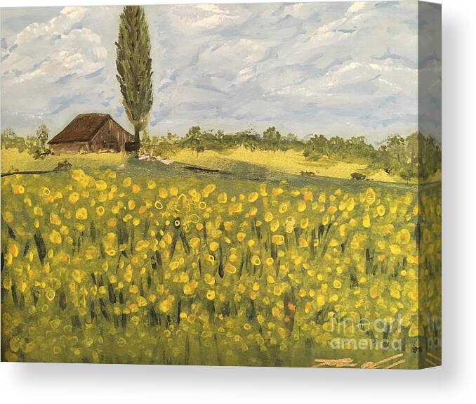 Countryside Canvas Print featuring the painting In the Meadow by Debora Sanders