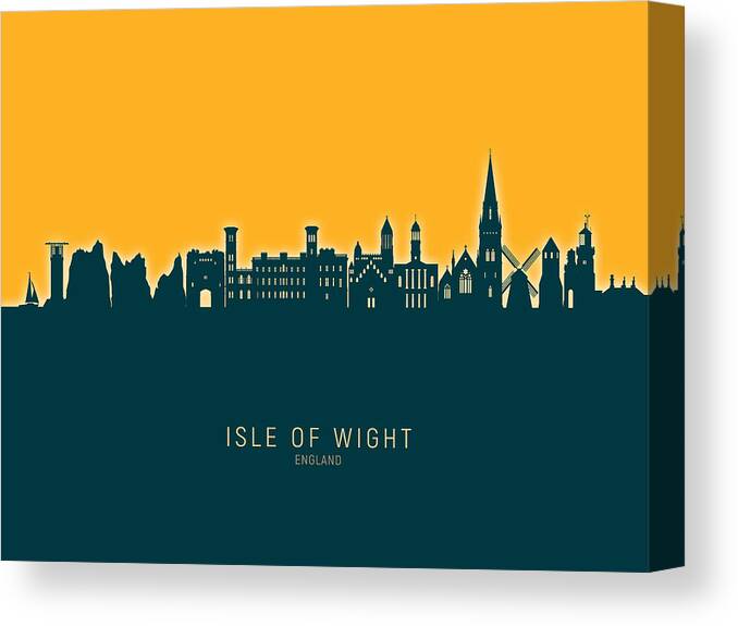 Isle Of Wight Canvas Print featuring the digital art Isle of Wight England Skyline #84 by Michael Tompsett