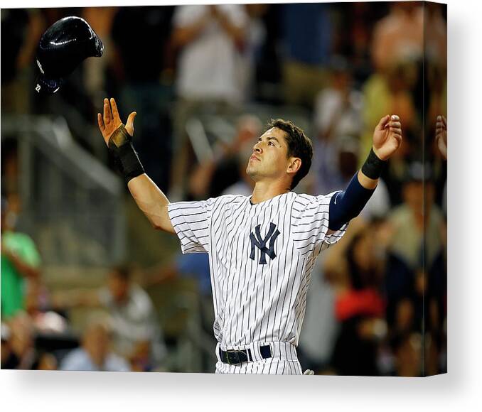 Headwear Canvas Print featuring the photograph Jacoby Ellsbury and Mark Teixeira by Rich Schultz