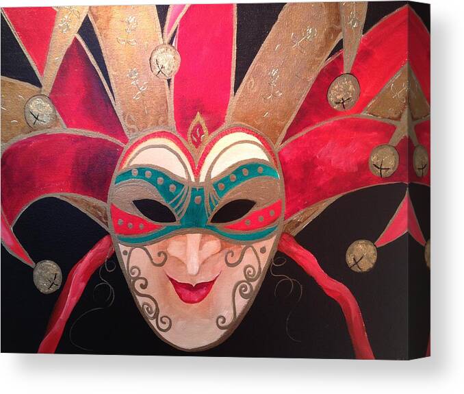 Mardi Gras Canvas Print featuring the painting Joker I by Barbara Landry