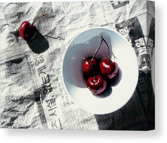 Cherries Canvas Print featuring the painting Korean Cherries by Dianna Ponting