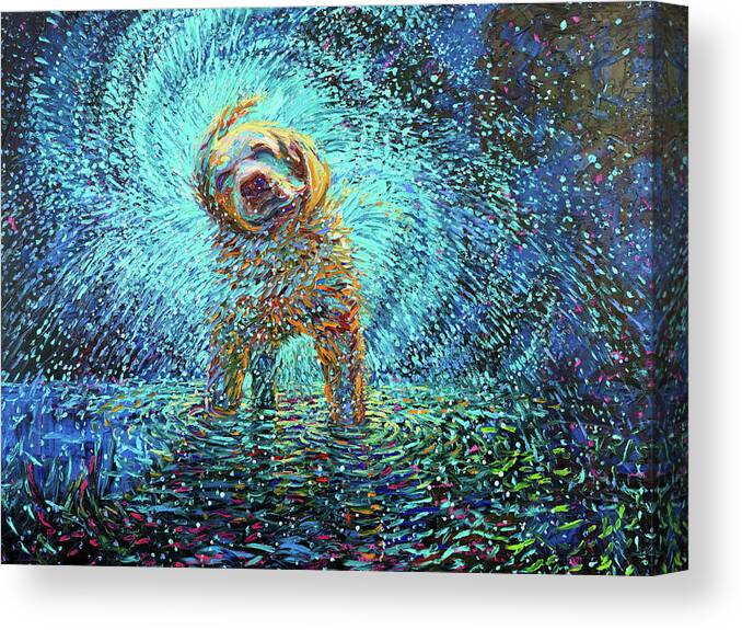 Dog Canvas Print featuring the painting Labrador Jazz by Iris Scott