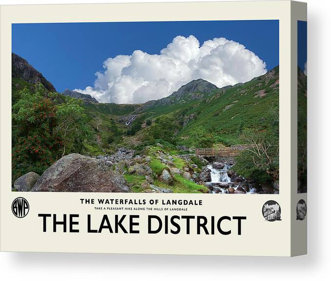 Lake District Canvas Print featuring the photograph Langdale Waterfalls No3 Cream Railway Poster by Brian Watt