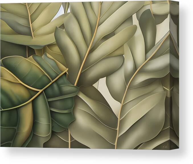 Digital Art Canvas Print featuring the mixed media Leaves No1 by Bonnie Bruno