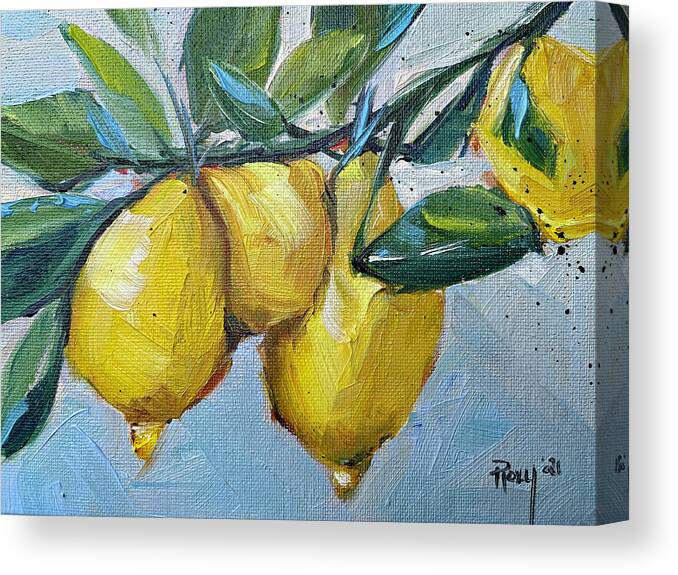 Lemon Canvas Print featuring the painting Lemons by Roxy Rich