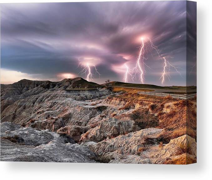 Lightning Canvas Print featuring the photograph Lightning Strikes by Carolyn Mickulas