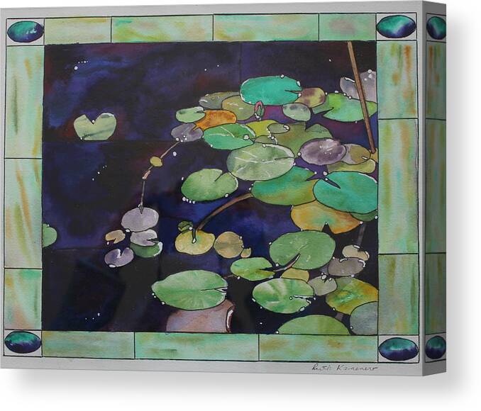 Lily Canvas Print featuring the painting Lily Pond by Ruth Kamenev