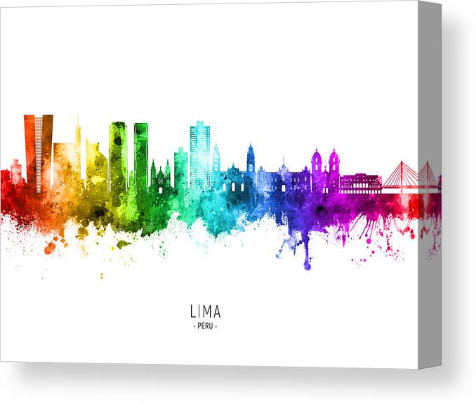 Lima Canvas Print featuring the digital art Lima Peru Skyline #61 by Michael Tompsett