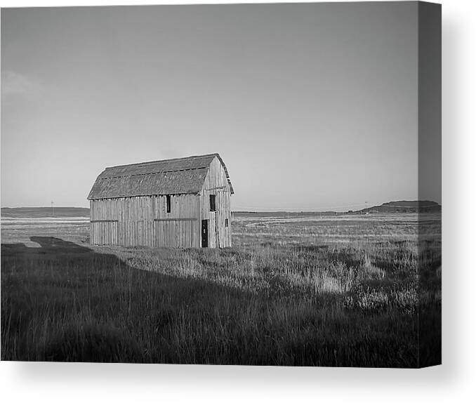 Barn Canvas Print featuring the photograph Little Barn on the Wyoming Plains by Cathy Anderson