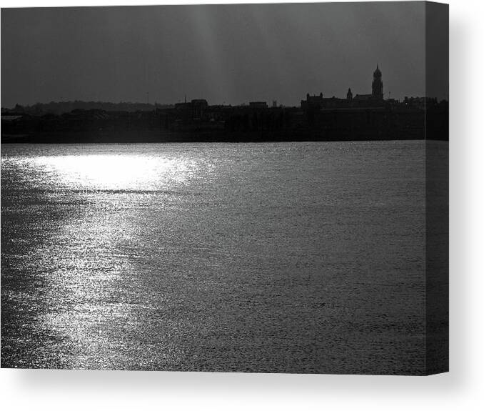 Liverpool Canvas Print featuring the photograph LIVERPOOL. River Mersey. Sunlight. by Lachlan Main