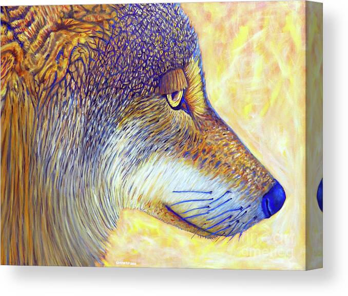 Wolf Canvas Print featuring the painting Lone Wolf Wisdom by Brian Commerford