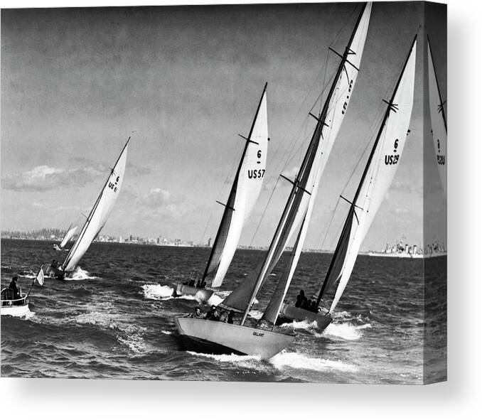  Canvas Print featuring the photograph Los Angeles 1938 Midwinter Regatta by Underwood Archives