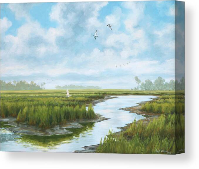 South Carolina Art Canvas Print featuring the painting Low Tide by Guy Crittenden