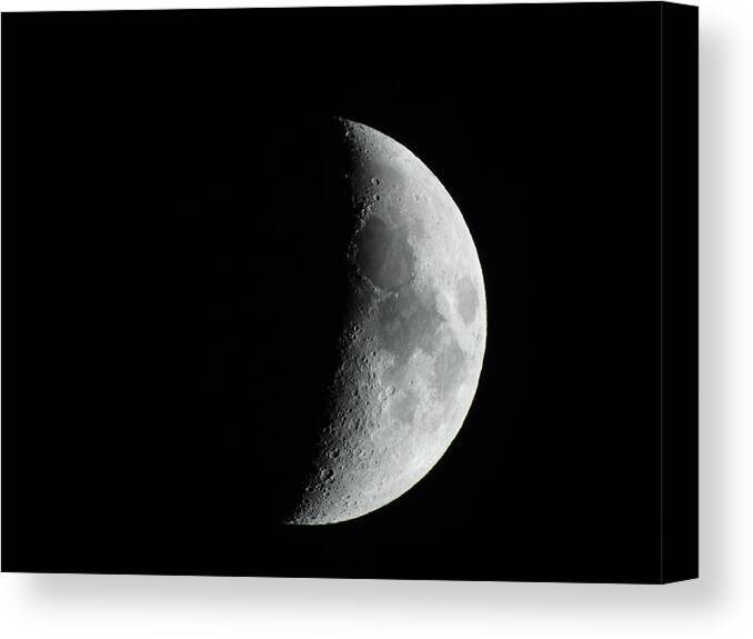 Moon Canvas Print featuring the photograph M Mouse on Quarter Moon by Russ Considine