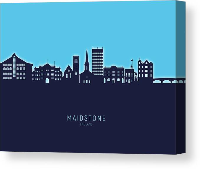Maidstone Canvas Print featuring the digital art Maidstone England Skyline #51 by Michael Tompsett