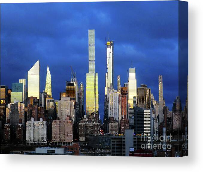 Landscape Canvas Print featuring the photograph Manhattan Shimmers by Rick Locke - Out of the Corner of My Eye