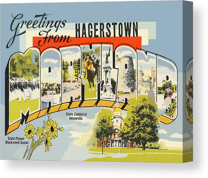 Maryland Canvas Print featuring the digital art Maryland Letters, Hagerstown by Long Shot